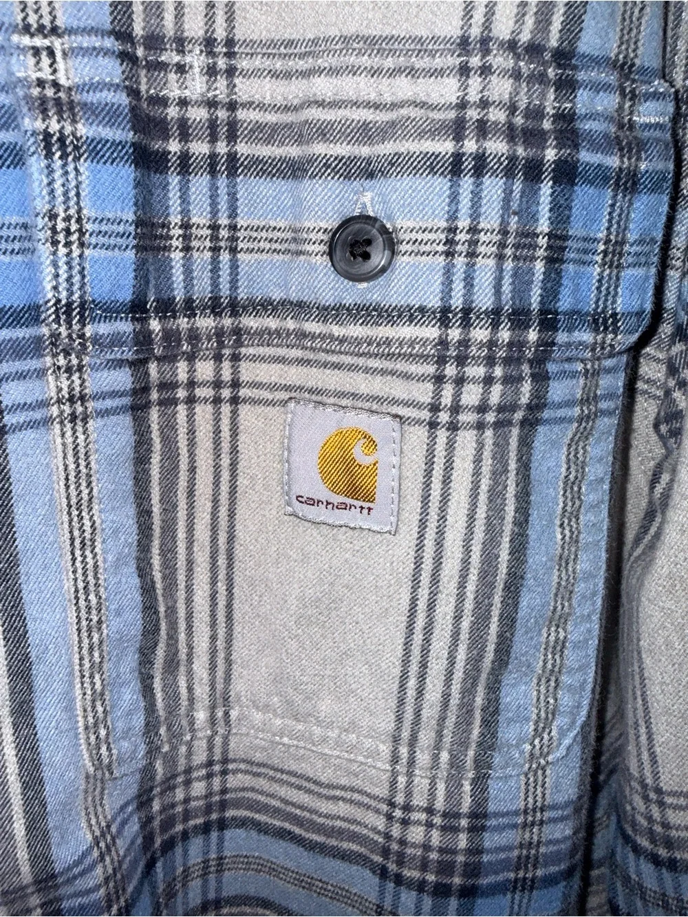 Carhartt Men’s Light Blue & Cream Plaid Shirt Jacket